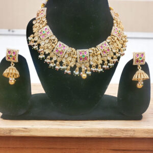 Radha Krishna Rajawadi Necklace With Earrings