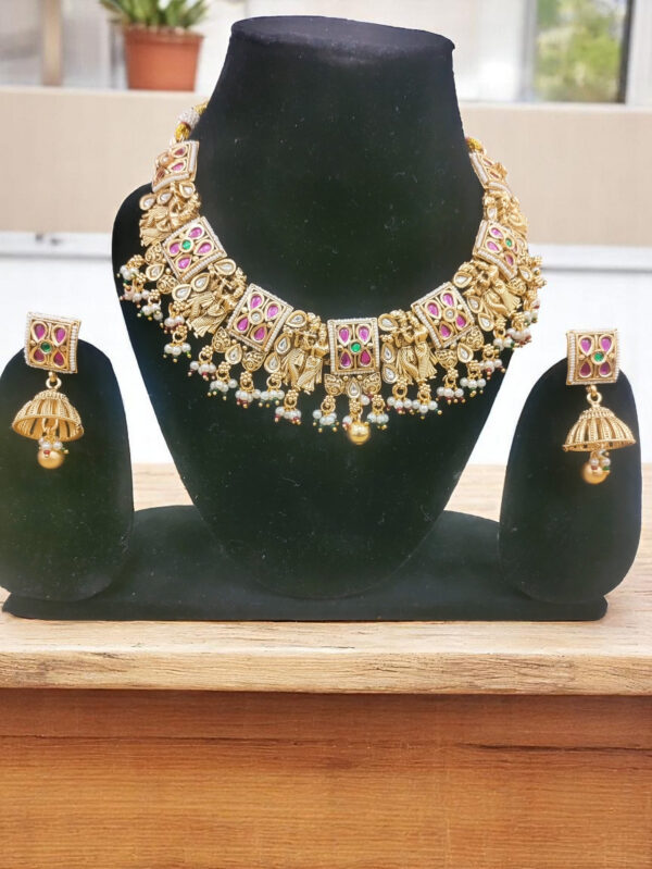 Radha Krishna Rajawadi Necklace With Earrings