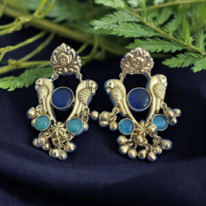 Blue And Turquoise Parrot Bell Earrings