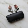Floral Pearl Stud Earrings, Pink Tulip Design with Pearl Accent, Silver-Tone Metal