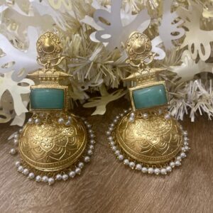 Big Jhumki Mint Green Earrings
