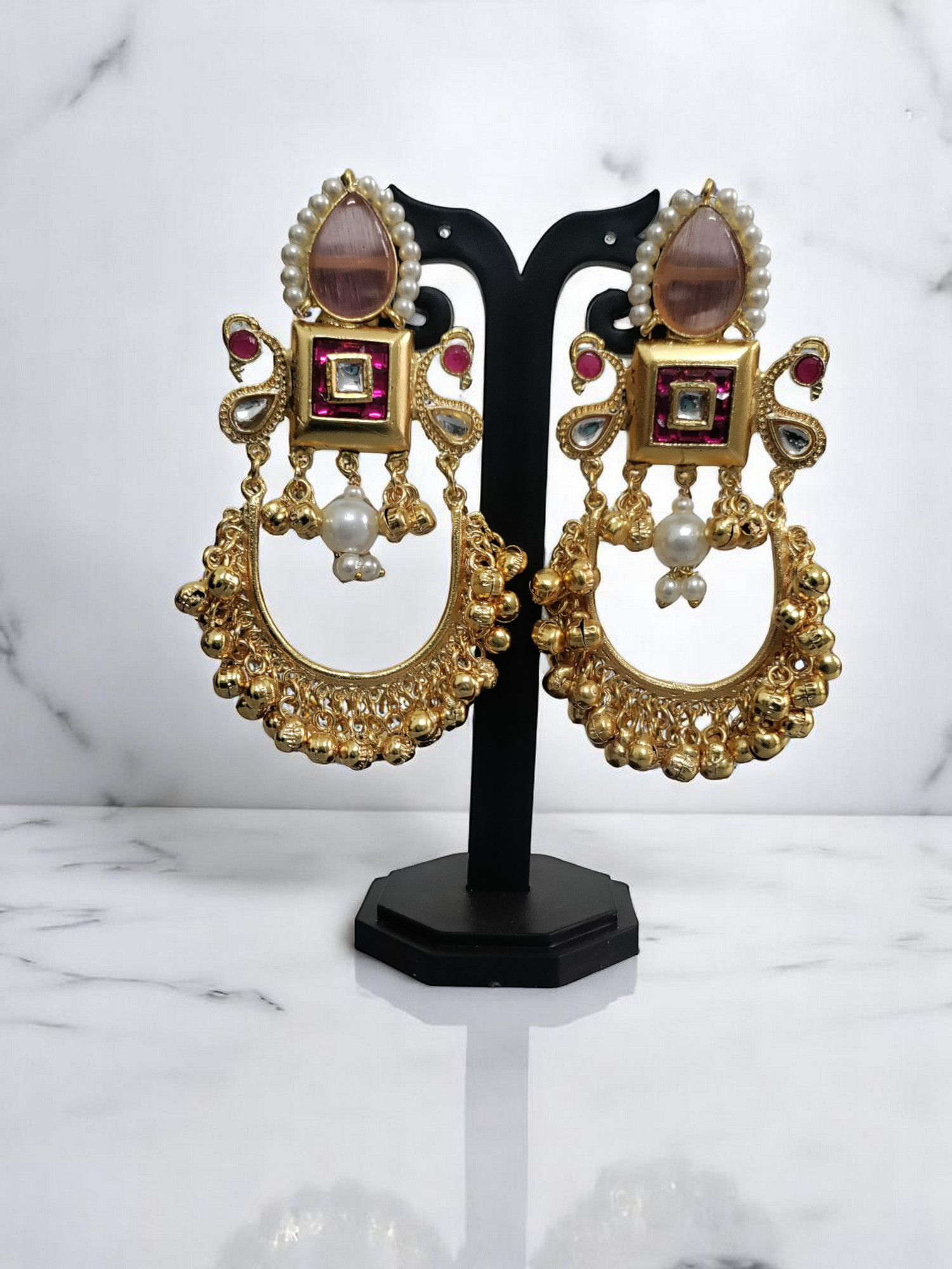 Light Pink and Ruby Earrings