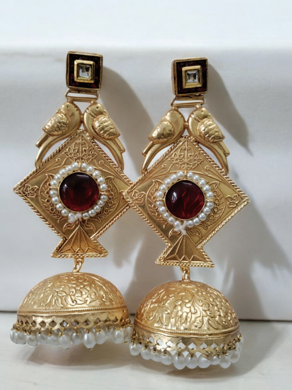 Red Kite Parrot Jhumki Long Earrings