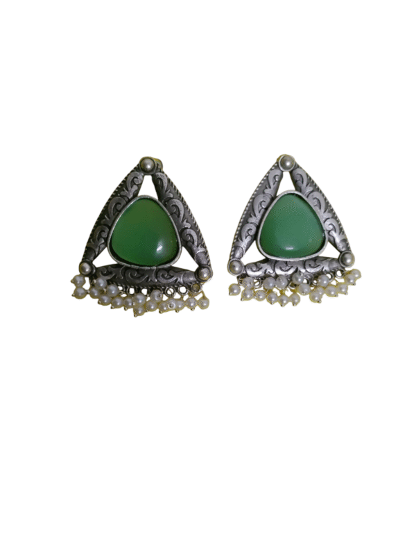 Oxidized Oversized Studs in Green Color - Image 2