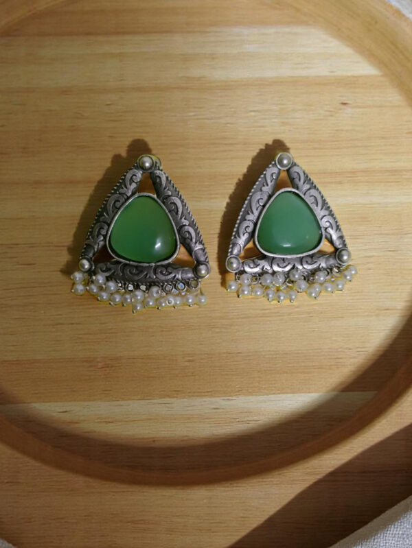 Oxidized Oversized Studs in Green Color
