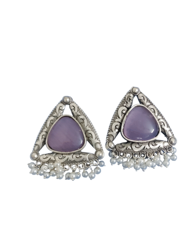 Oxidized Oversized Studs in Pink Color - Image 2