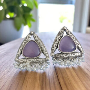 Oxidized Oversized Studs in Pink Color