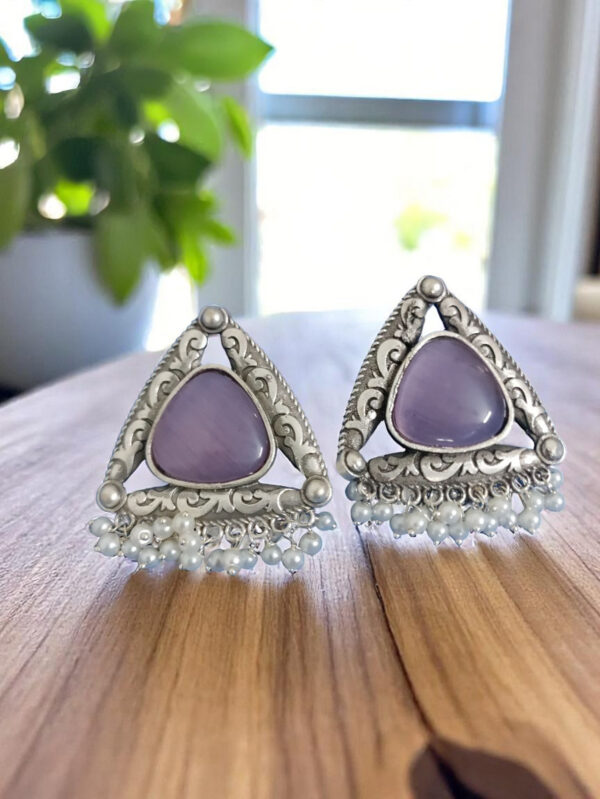 Oxidized Oversized Studs in Pink Color