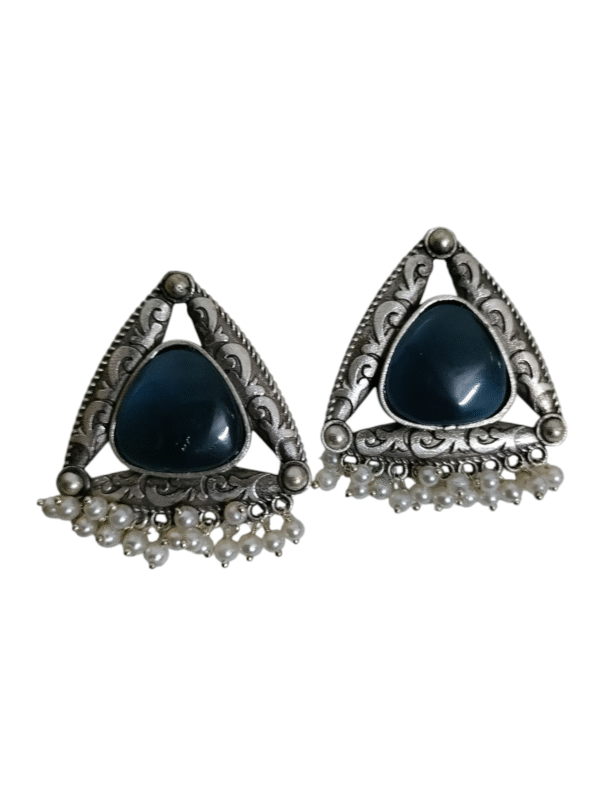 Oxidized Oversized Studs in Blue Color - Image 2