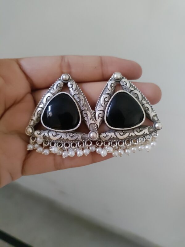 Oxidized Oversized Studs in Black Color - Image 2