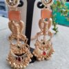 White and Orange Stone Elephant Designed Chandbali Earrings