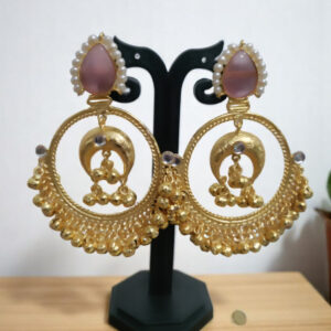 Chandbali Studs in Pink Color