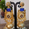 Long Blue Stone Jhumki Long Earrings