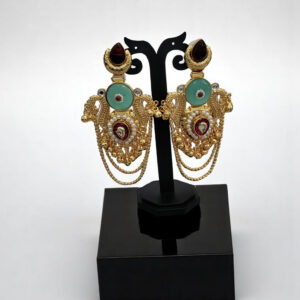 Red Color Kashmiri Chain Earrings