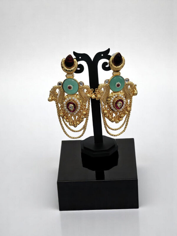 Red Color Kashmiri Chain Earrings