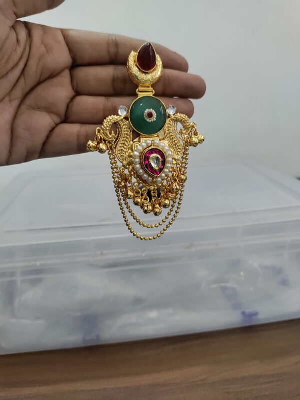 Red Color Kashmiri Chain Earrings - Image 3