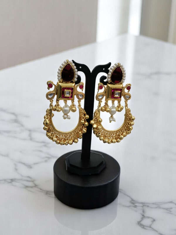 Red Drop Bells Kashmiri Earrings