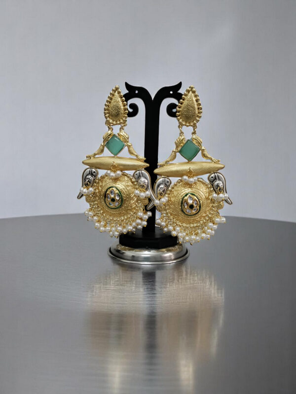 Mint Green Chandbali Kashmiri Earrings