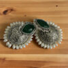 Diagonal Stone Oxidized Jhumki - Green