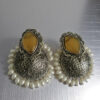 Diagonal Stone Oxidised Jhumki - Yellow