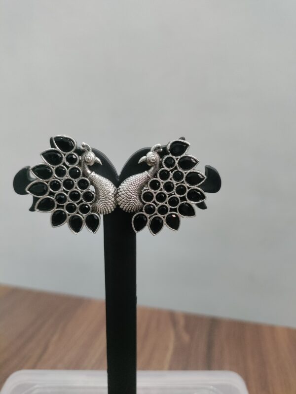 Black Peacock Oxidized Studs - Image 3