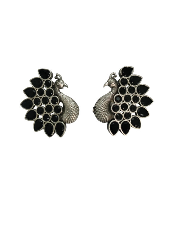 Black Peacock Oxidized Studs - Image 2