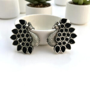Black Peacock Oxidized Studs
