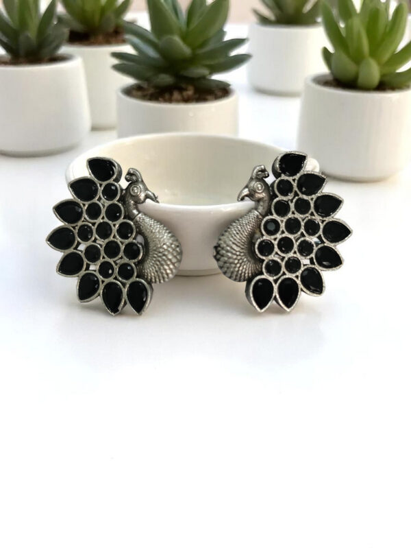Black Peacock Oxidized Studs