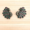 Pink and Mint Green Peacock Oxidized Studs