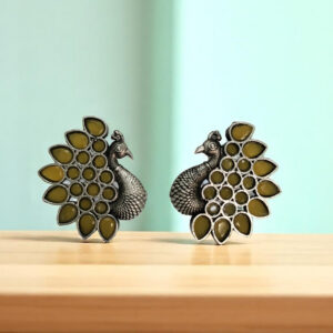 Yellow Peacock Oxidized Studs