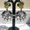 Yellow Nandi Oxidized Earrings with Floral Design