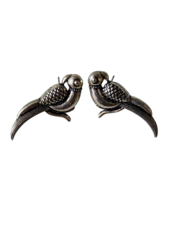 Small Parrot Shaped Oxidized Studs - Image 3