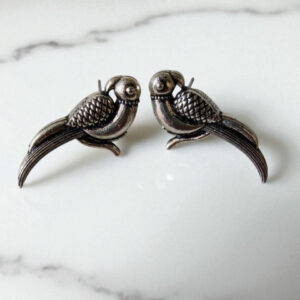Small Parrot Shaped Oxidized Studs