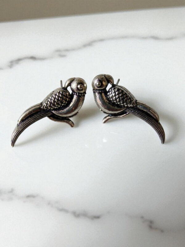 Small Parrot Shaped Oxidized Studs
